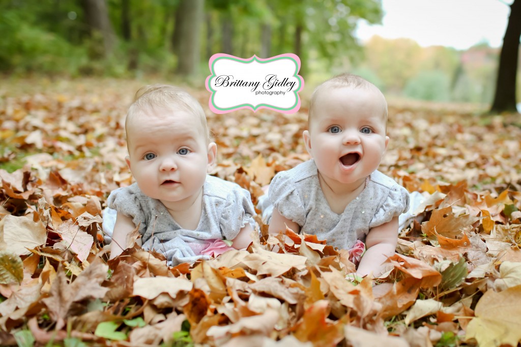 Fall Twins Leaves | Brittany Gidley Photography LLC