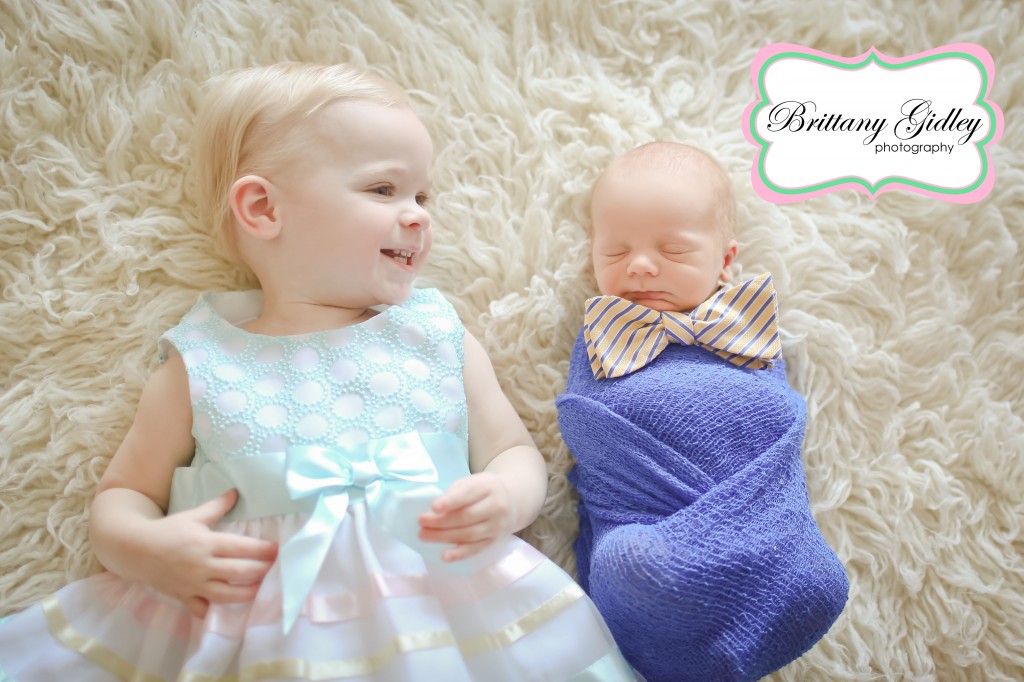 One Year Old and Newborn Pose | Bow Tie | Brittany Gidley Photography LLC