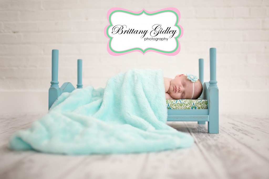 Newborn Baby Girl | Bed Pose | Baby Bed  Brittany Gidley Photography LLC