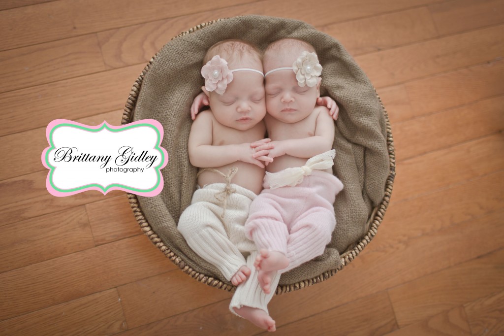 Details | Twins | Newborns | Basket | Brown Pink Cream | Brittany Gidley Photography LLC