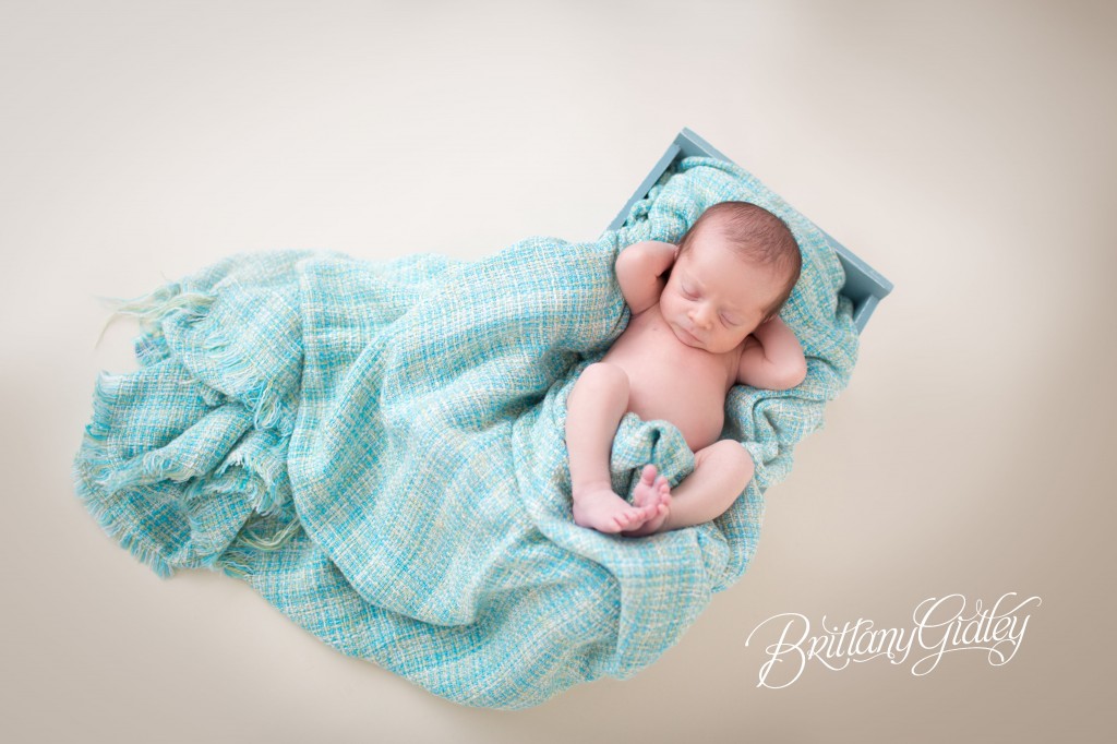 Newborn |Blue and Cream | Seamless Paper | Cute Poses | Brittany Gidley Photography LLC