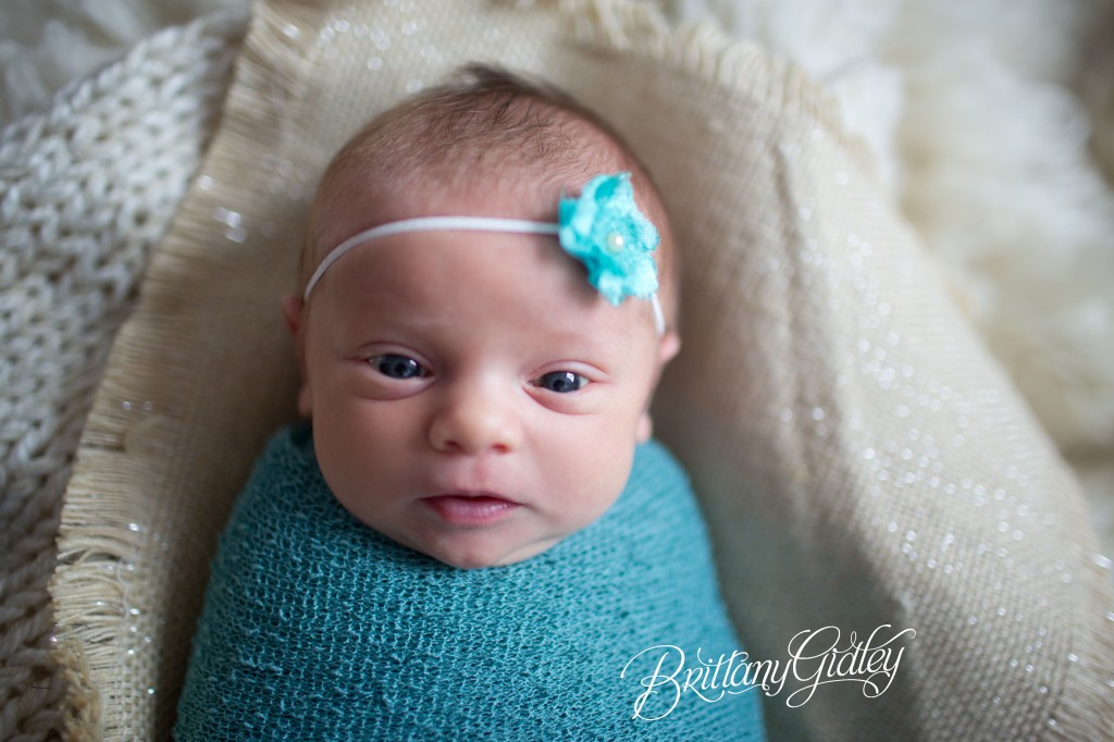 Newborn Baby | Teal | Burlap | Girl | Cute | Adorable | Cleveland | Brittany Gidley Photography LLC