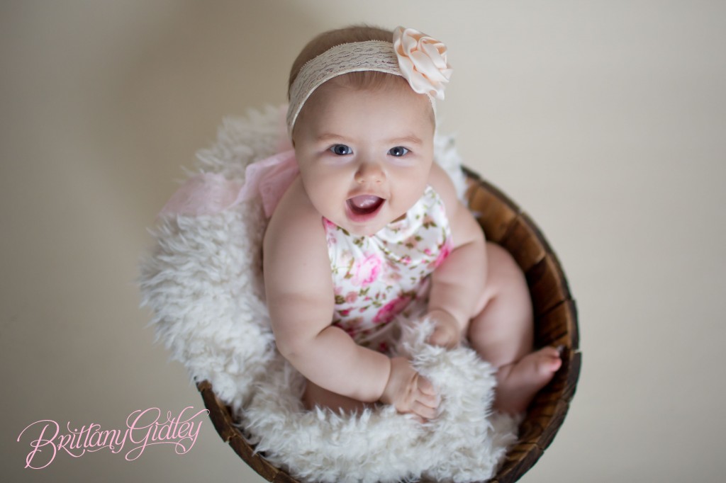 6 Months | Baby | Photo Shoot | Start With The Best | Bucket | Brown | Fur | 6 Month Baby | Sweet | Adorable  | Brittany Gidley Photography LLC