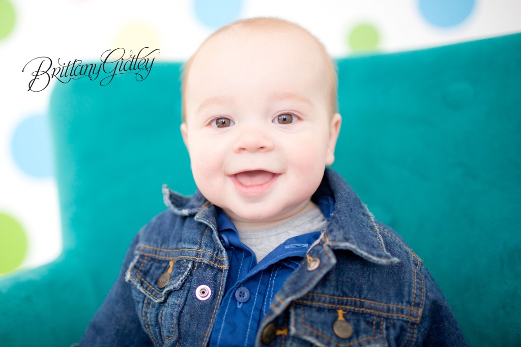 6 Month Boy | Polka Dots | Teal | Start With The Best | Brittany Gidley Photography LLC