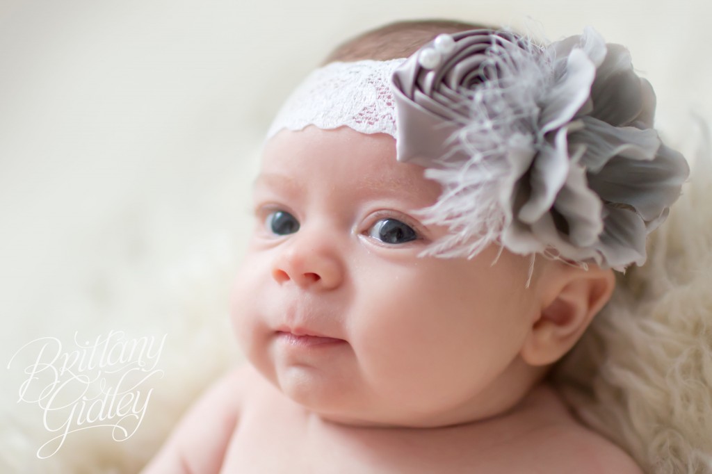Cleveland Baby | Adorable | Cream Flokati | Gray Headband | 7 weeks