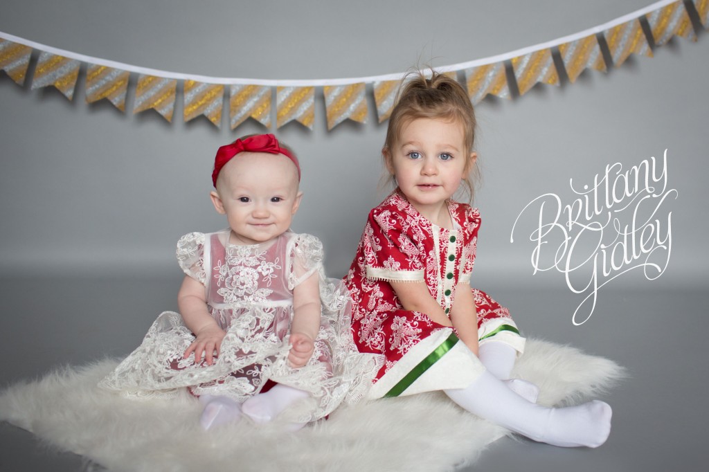 Sisters | Holiday Studio | Baby | Toddler | Big Sister | Little Sister | Brittany Gidley Photography LLC