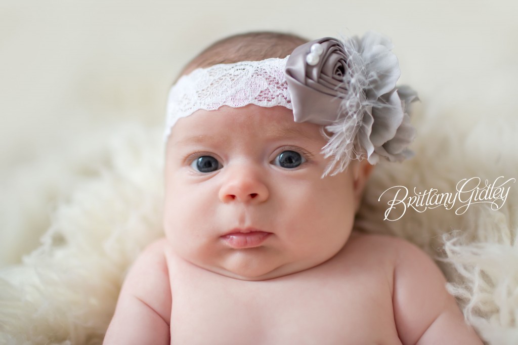 Cleveland Baby | Adorable | Cream Flokati | Gray Headband | 7 weeks