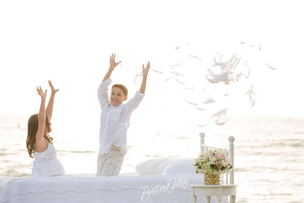 Cleveland Child Photographer | Dream Sessions | Brittany Gidley Photography LLC | Feathers | Bed on Beach | Fresh Floral | Whimsical Fun Bright | Photo Shoot Inspiration