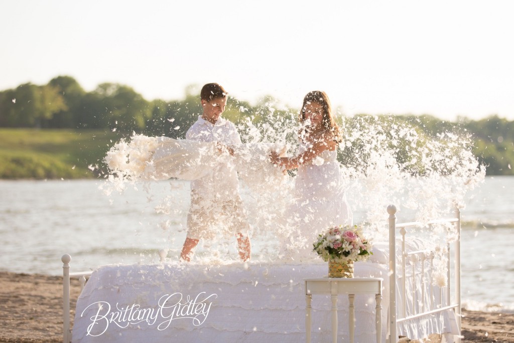 Cleveland Family Photographer | Dream Sessions | Brittany Gidley Photography LLC | Feathers | Bed on Beach | Fresh Floral | Whimsical Fun Bright