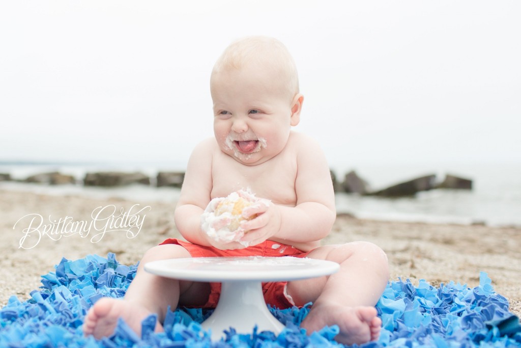 Cleveland Baby Photographer | 12 Months | First Birthday | Beach Photo Shoot | Cake Smash