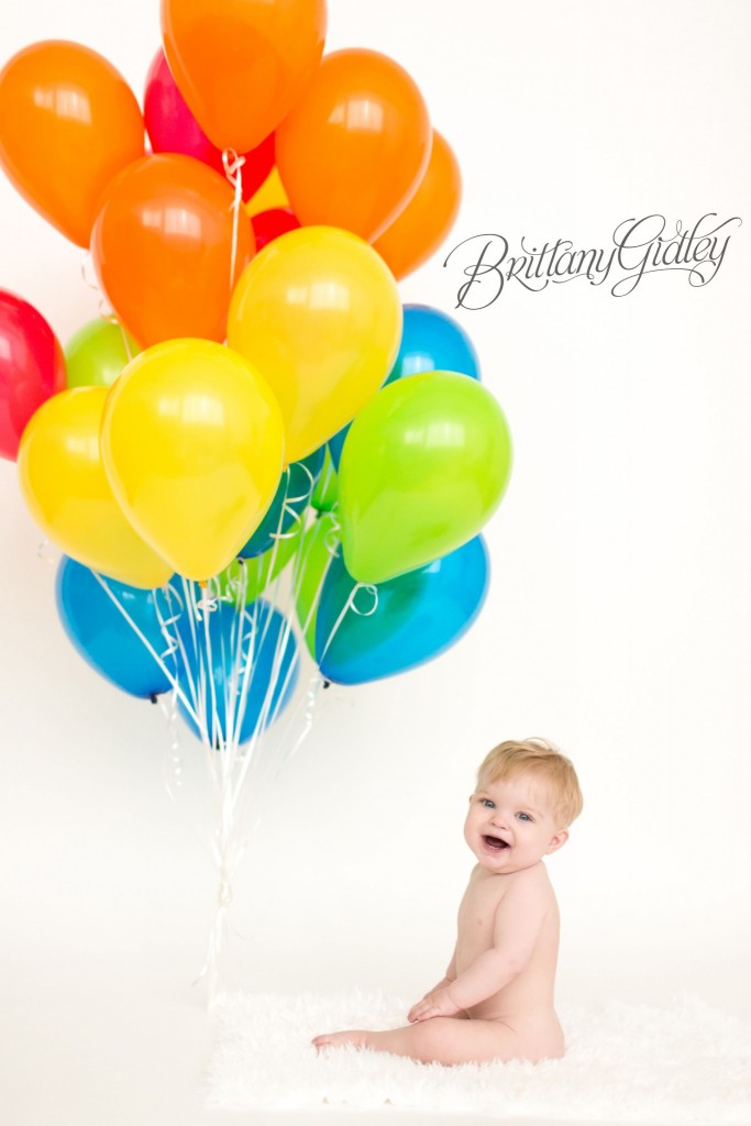 First Birthday Celebration | Balloons | Colorful | Rainbow | Brittany Gidley Photography LLC