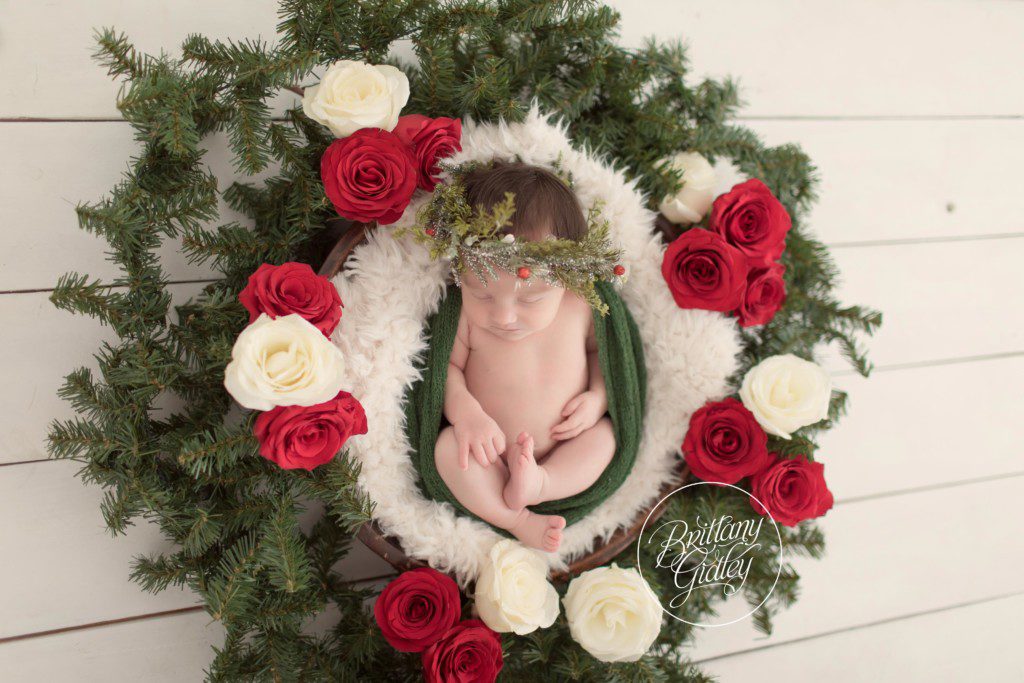 Christmas Newborn Announcement | Fresh Florals | Christmas Card Newborn