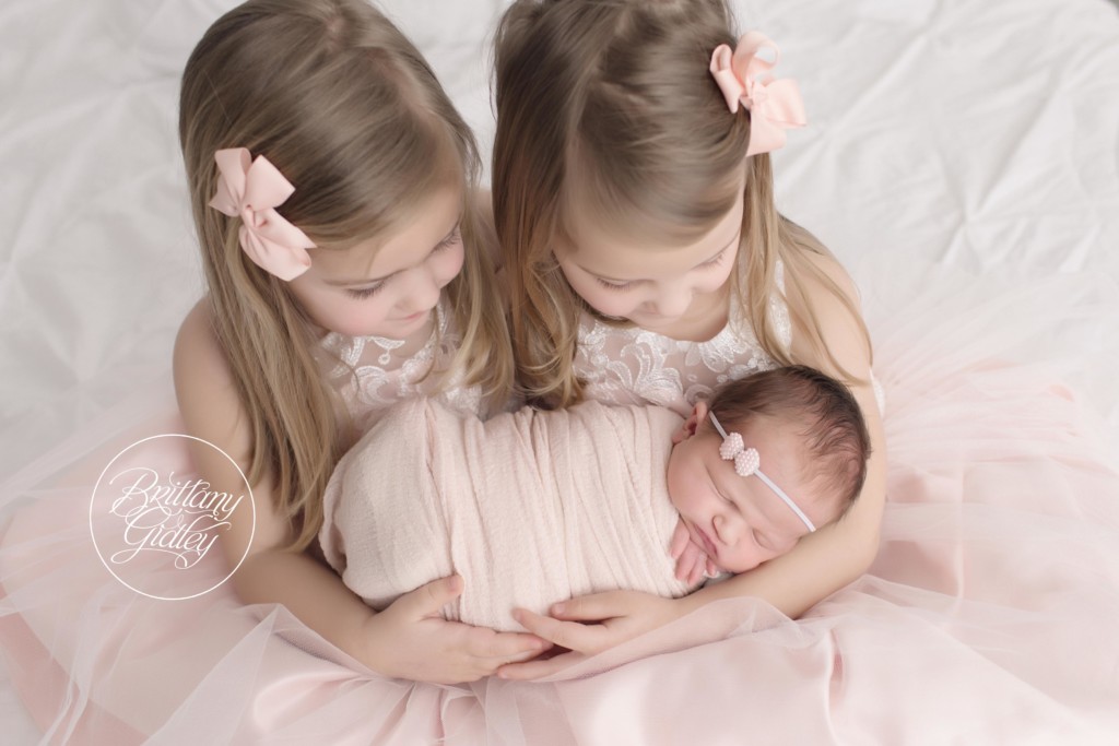 Newborn Baby Girl with 2 Big Sisters | Cleveland Ohio Newborn Photography