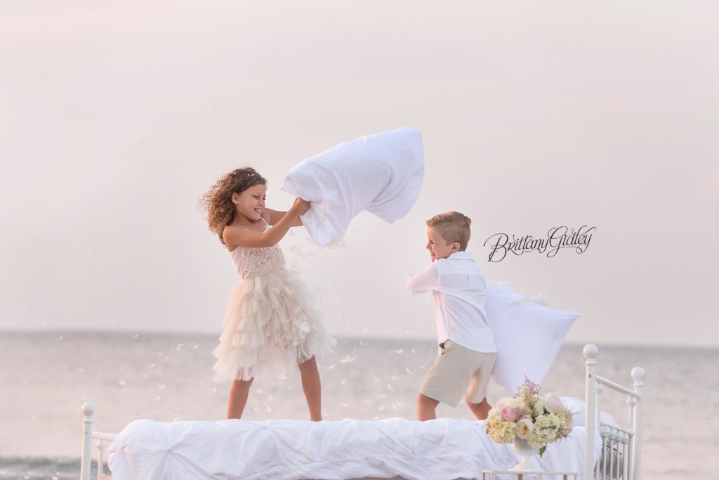 Pillow Fight Photo Shoot Dream Session | Edgewater Beach | Brittany Gidley Photography