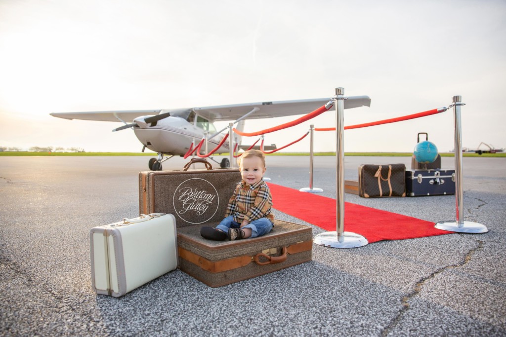 Travel Themed Photo Shoot | Airplane 12 Months Baby Photo Shoot