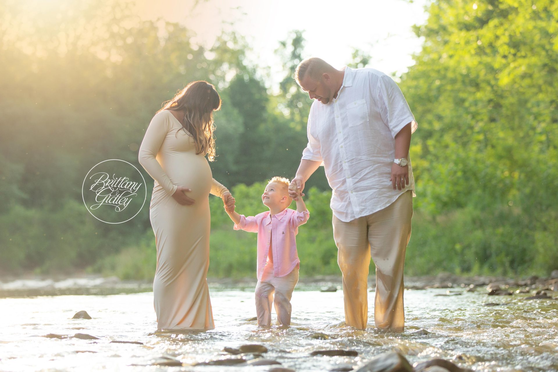 Brecksville Reservation Family Photographer | Creek photography with a family of 3
