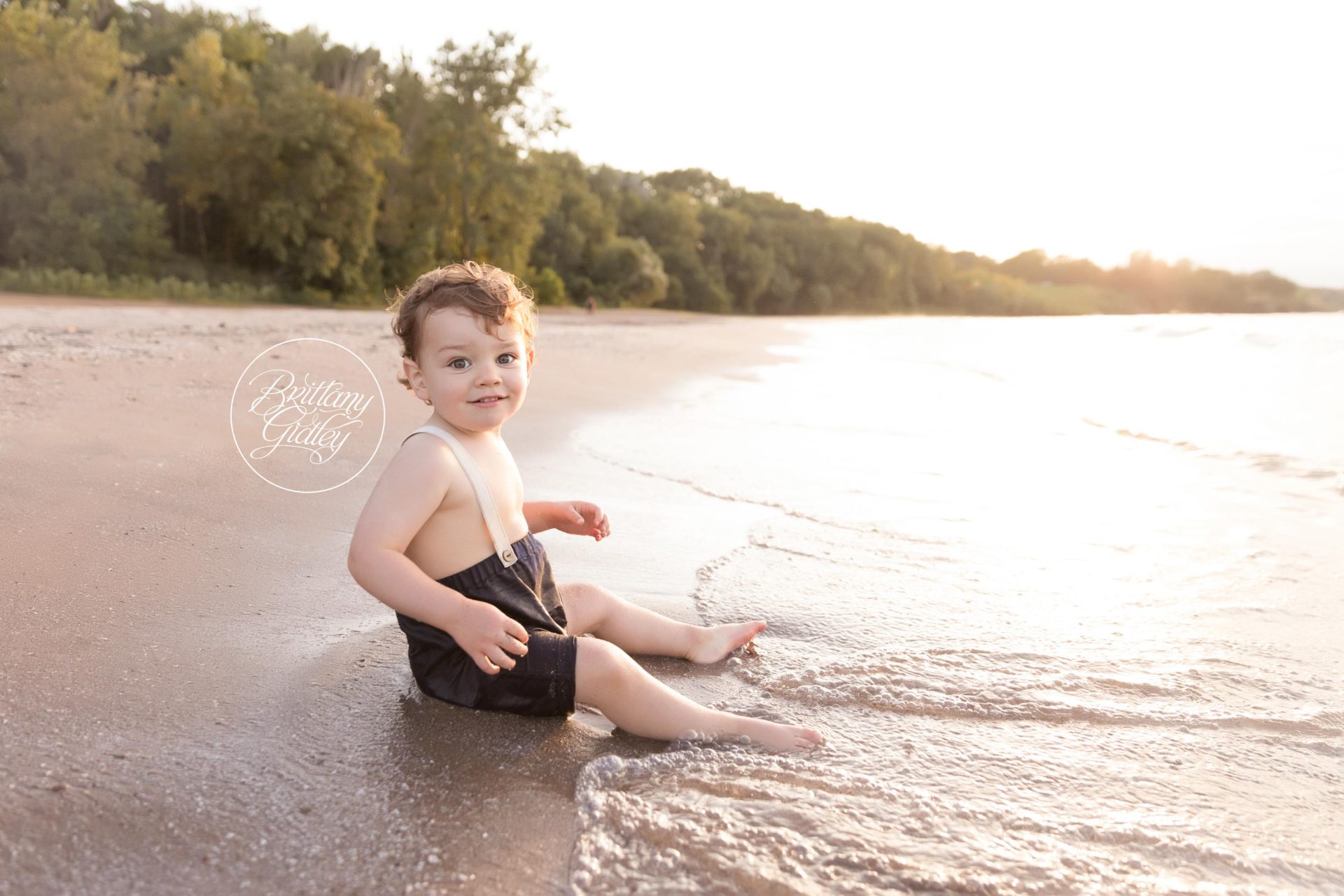 Photo Shoot of Toddler Boy at Edgewater Beach in Cleveland Ohio