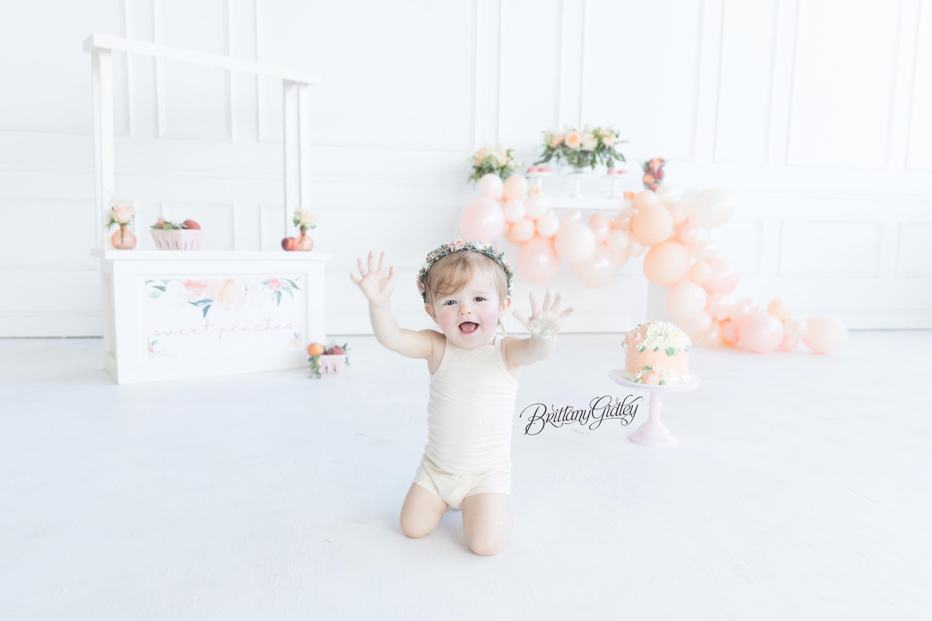 Peach Themed First Birthday Party | Peach Themed Cake Smash Photo Shoot