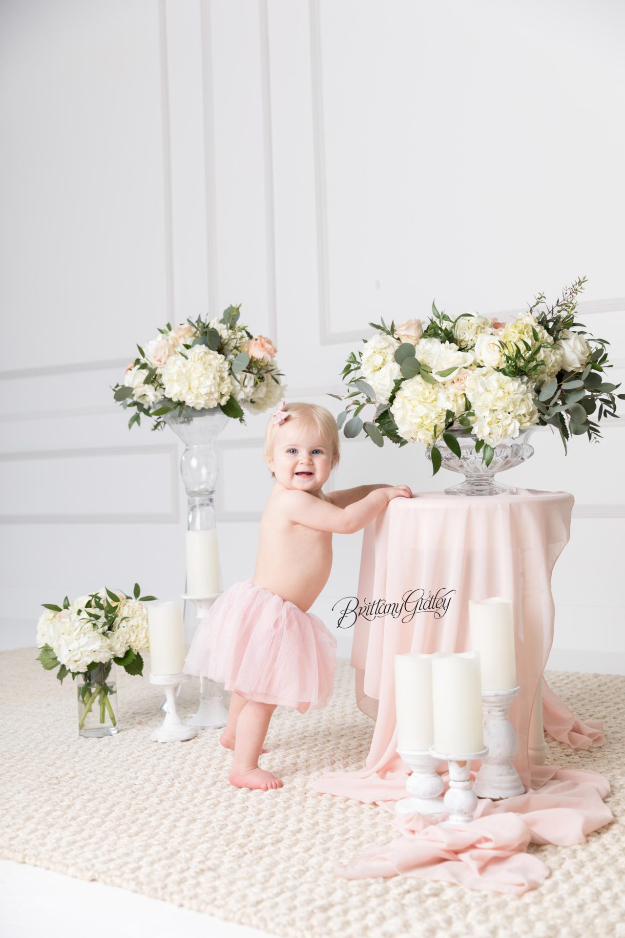 Blooms and Bubbles Cake Smash Dream Session | Quinn 12 Months