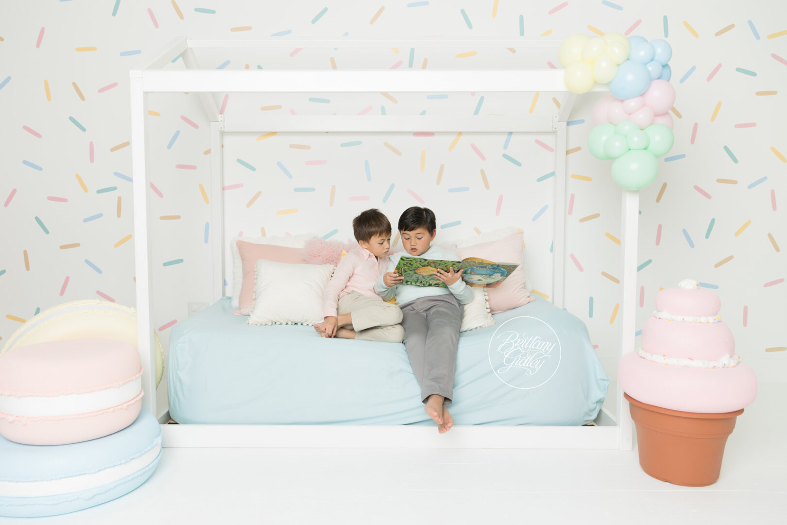 Reading Book in Bed Kids Photo Shoot