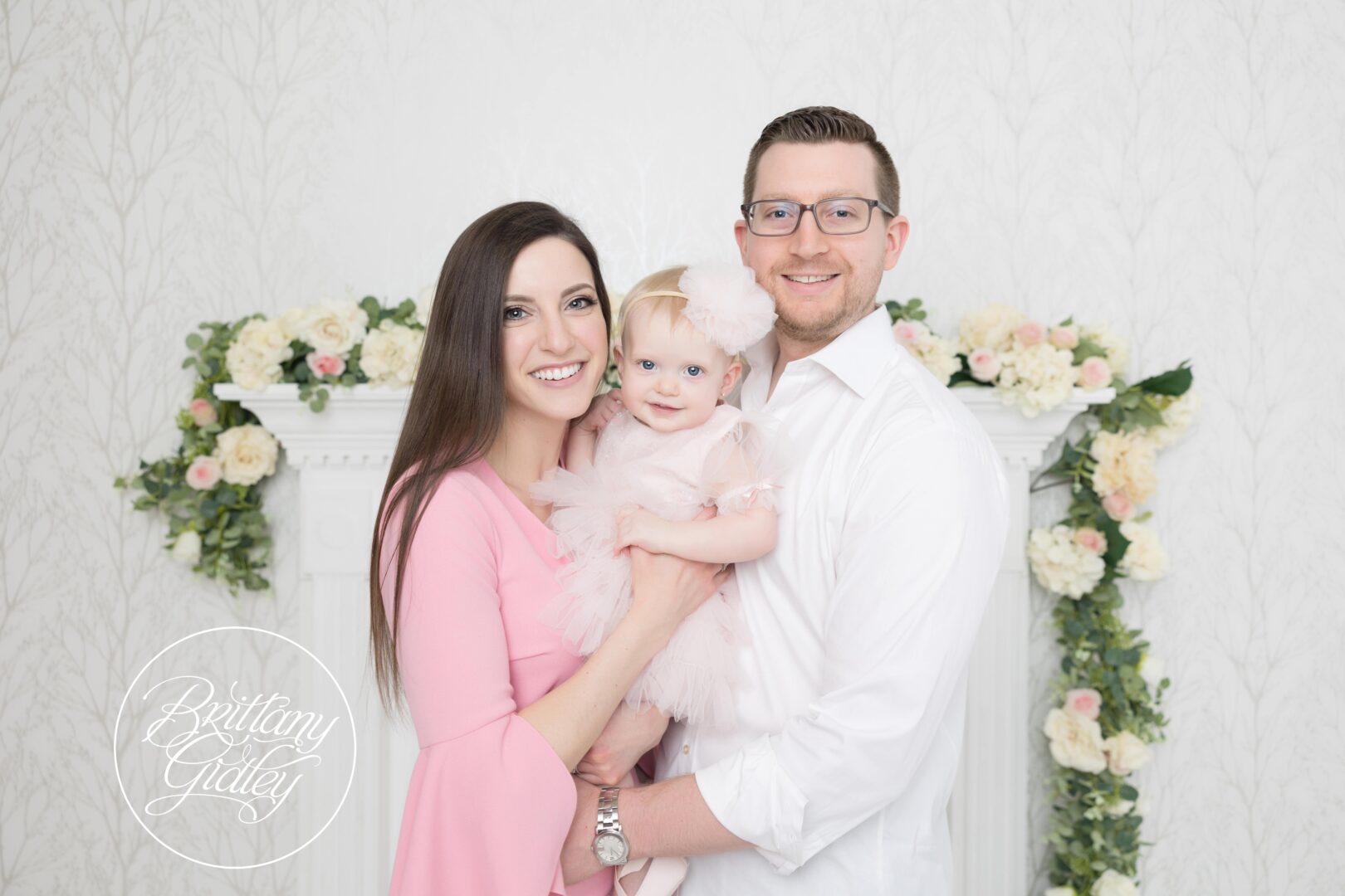 Floral Fireplace Family Photos