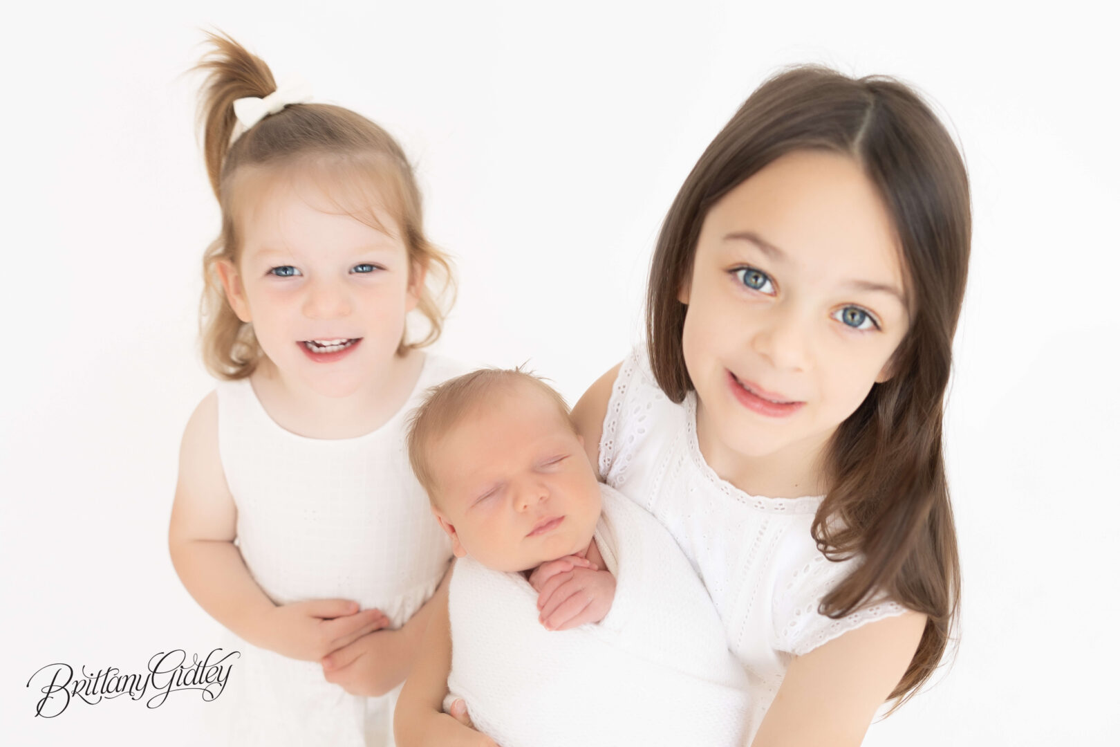 Newborn Baby Boy With Big Sisters Photography Studio Cleveland Ohio