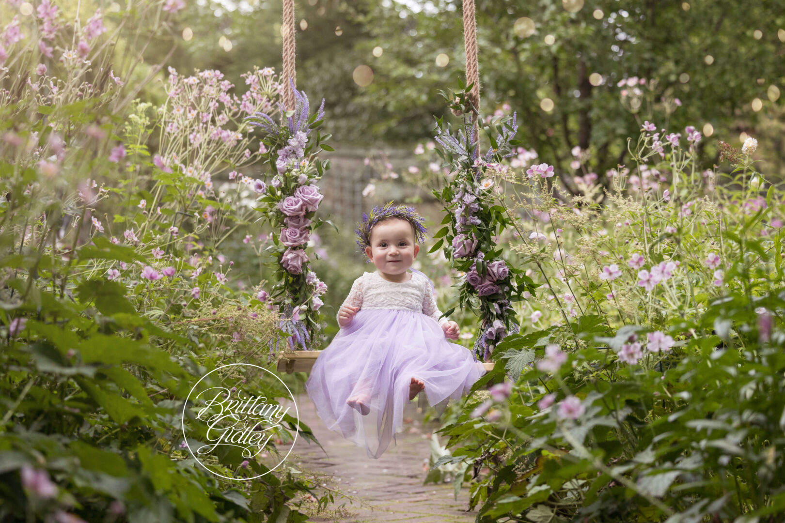 Baby on Lavender Swing